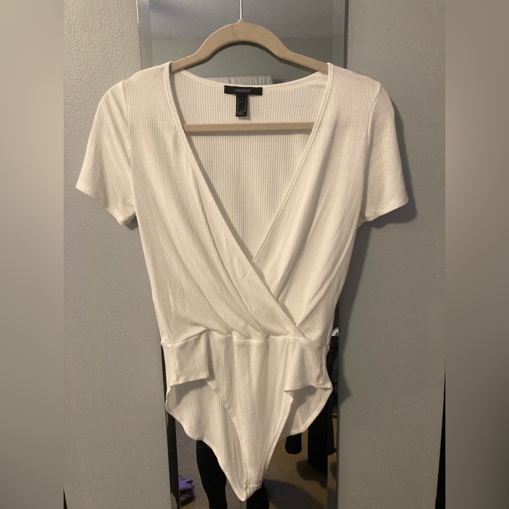 White Short Sleeve body suit Forever 21
